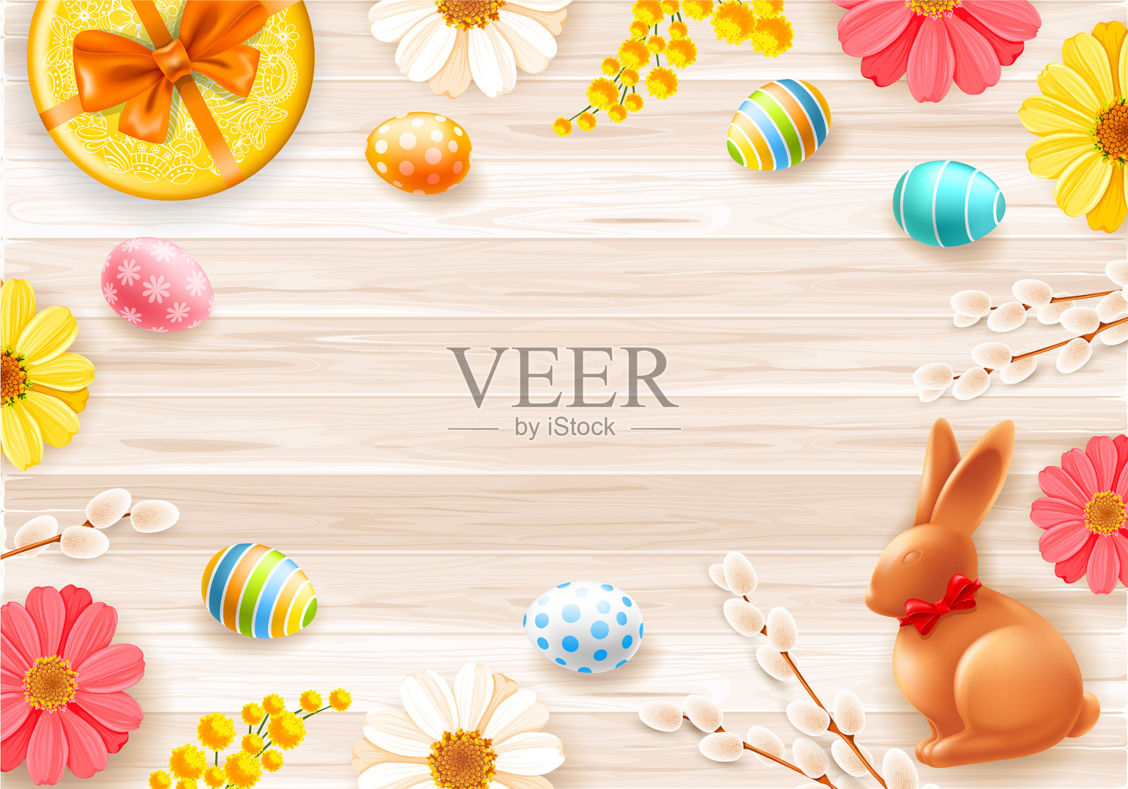 复活节横幅的背景或框架设计模板素材