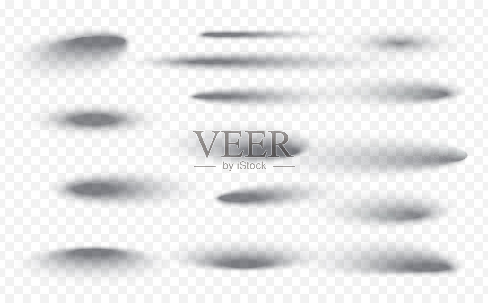 一套透明阴影与软边缘。逼真的阴影效果隔离在透明的背景不同的形状。矢量图插画图片素材