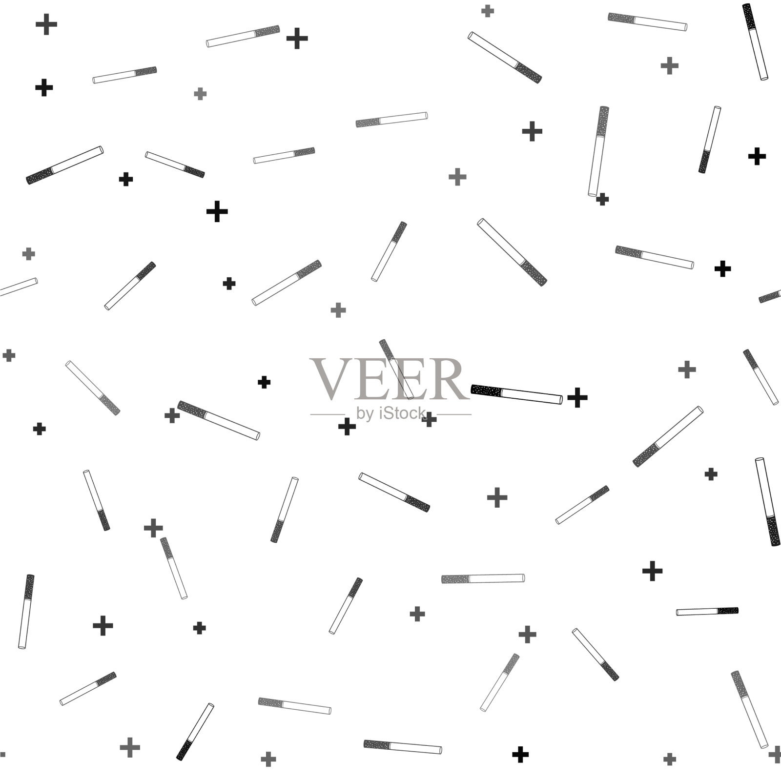 黑烟图标隔离无缝图案上插画图片素材