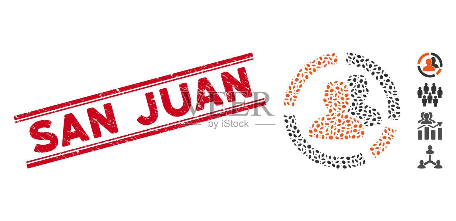 划圣胡安线印章和拼贴病人插画图片素材