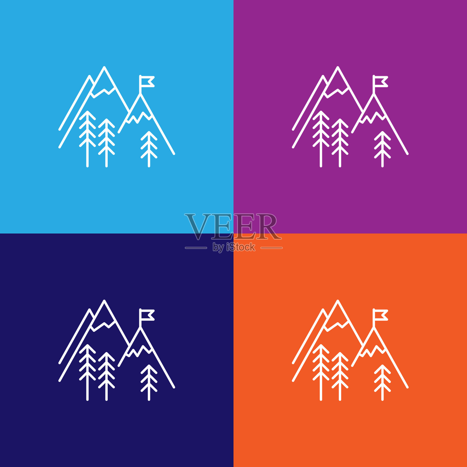 旅游山轮廓图标。旅游插画图标元素。符号和符号可以用于网页,标志,手机应用程序,UI,用户体验插画图片素材