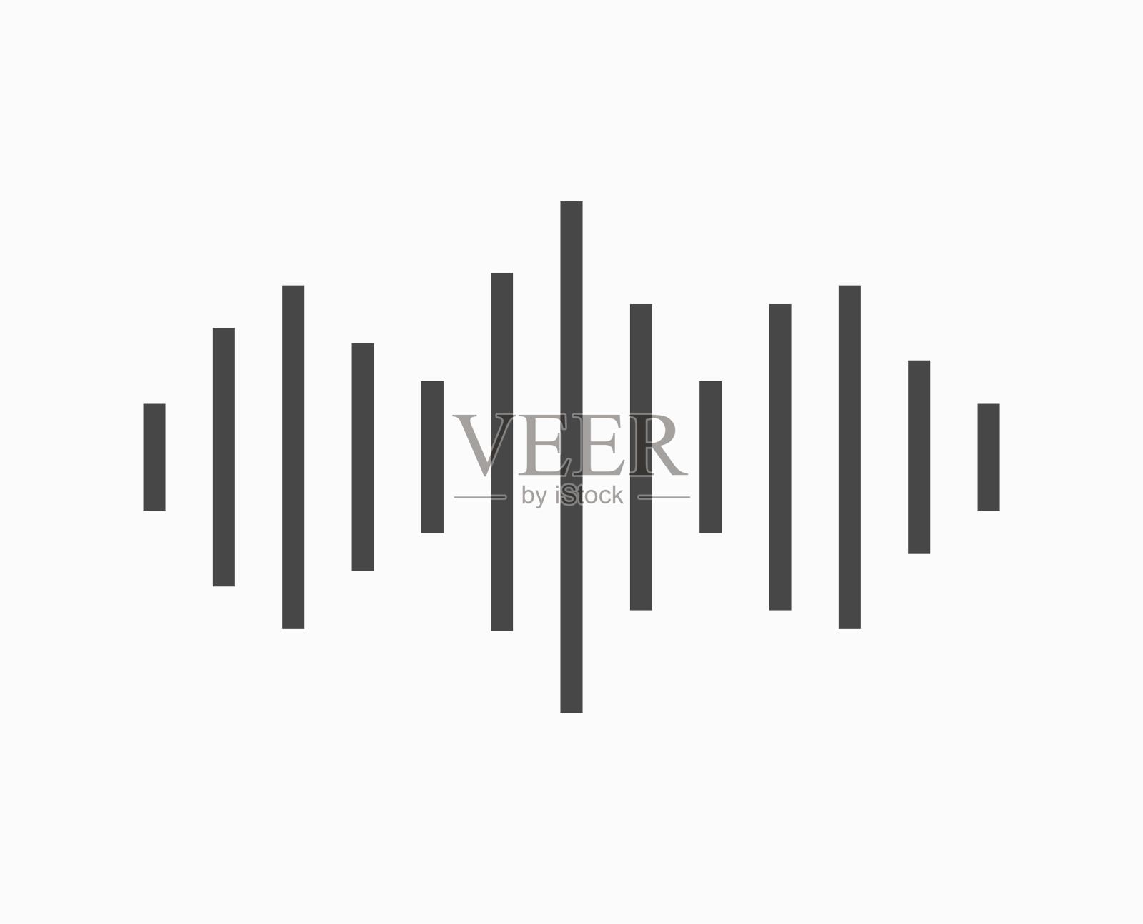 声波无线电信号矢量声音或音乐录音数字频率平行线,概念声波符号隔离插画图片素材