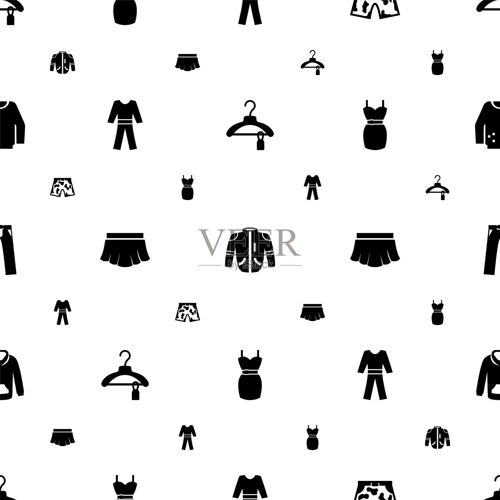 衣服图标图案无缝包含可编辑插画图片素材