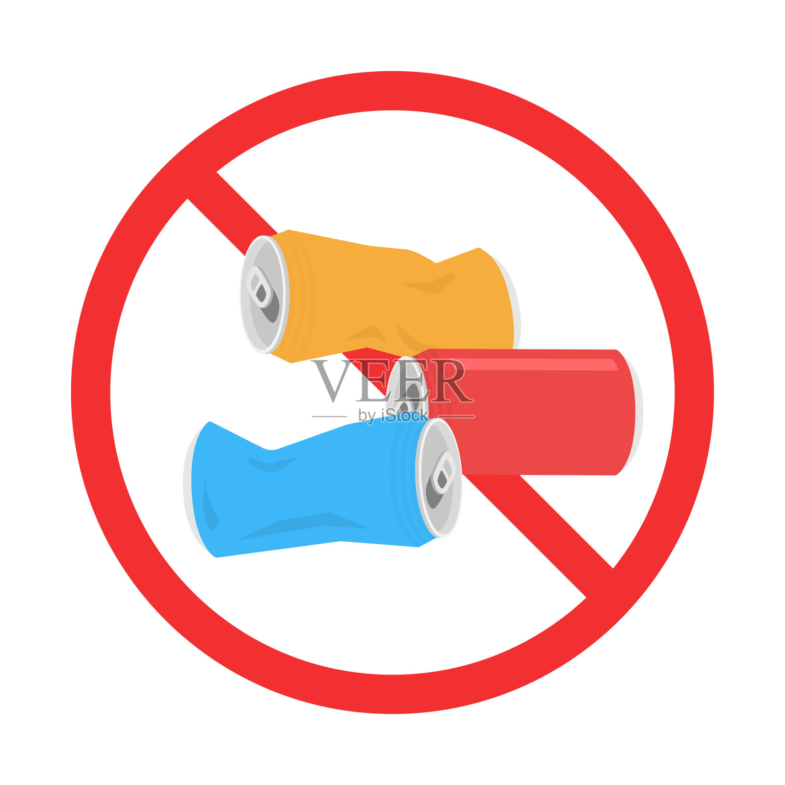 请勿乱扔废弃物图标。插画图片素材