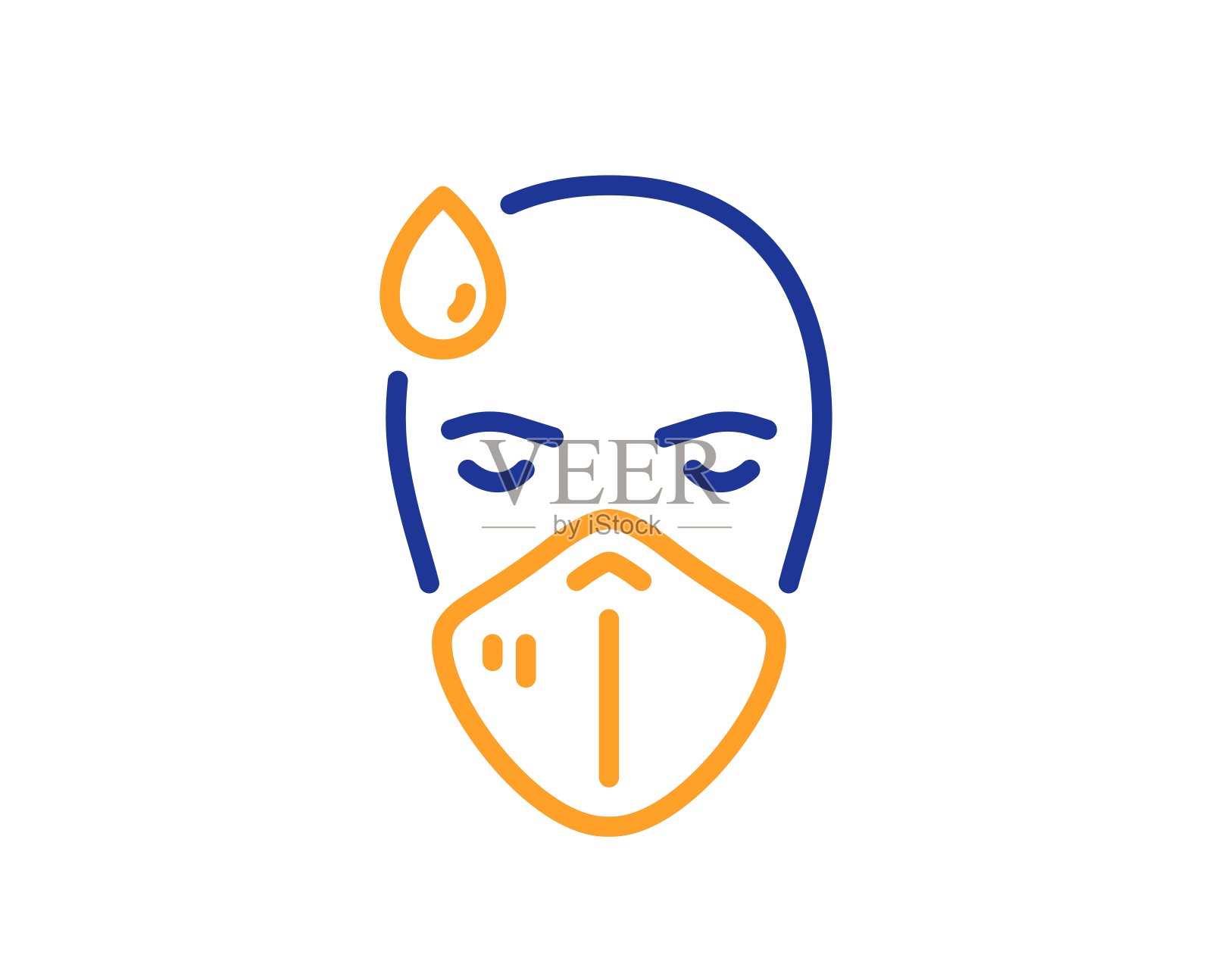 带医用口罩的病人图标。安全呼吸面罩标志。向量插画图片素材