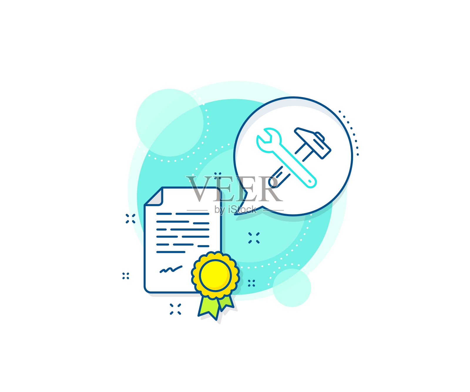 扳手和锤线图标。维修服务的迹象。向量插画图片素材