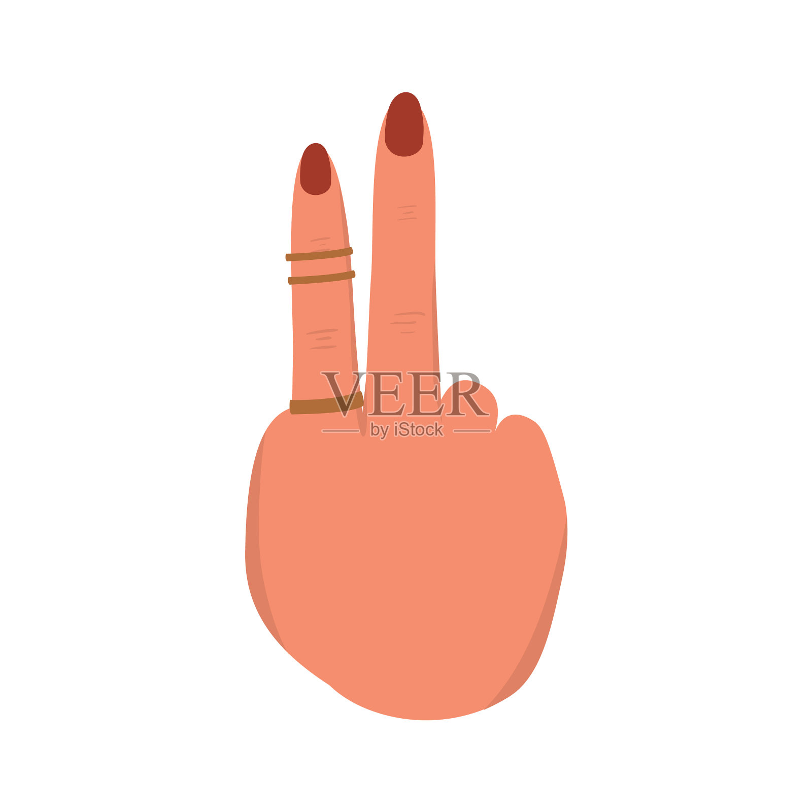 孤立女性爱与和平手设计插画图片素材