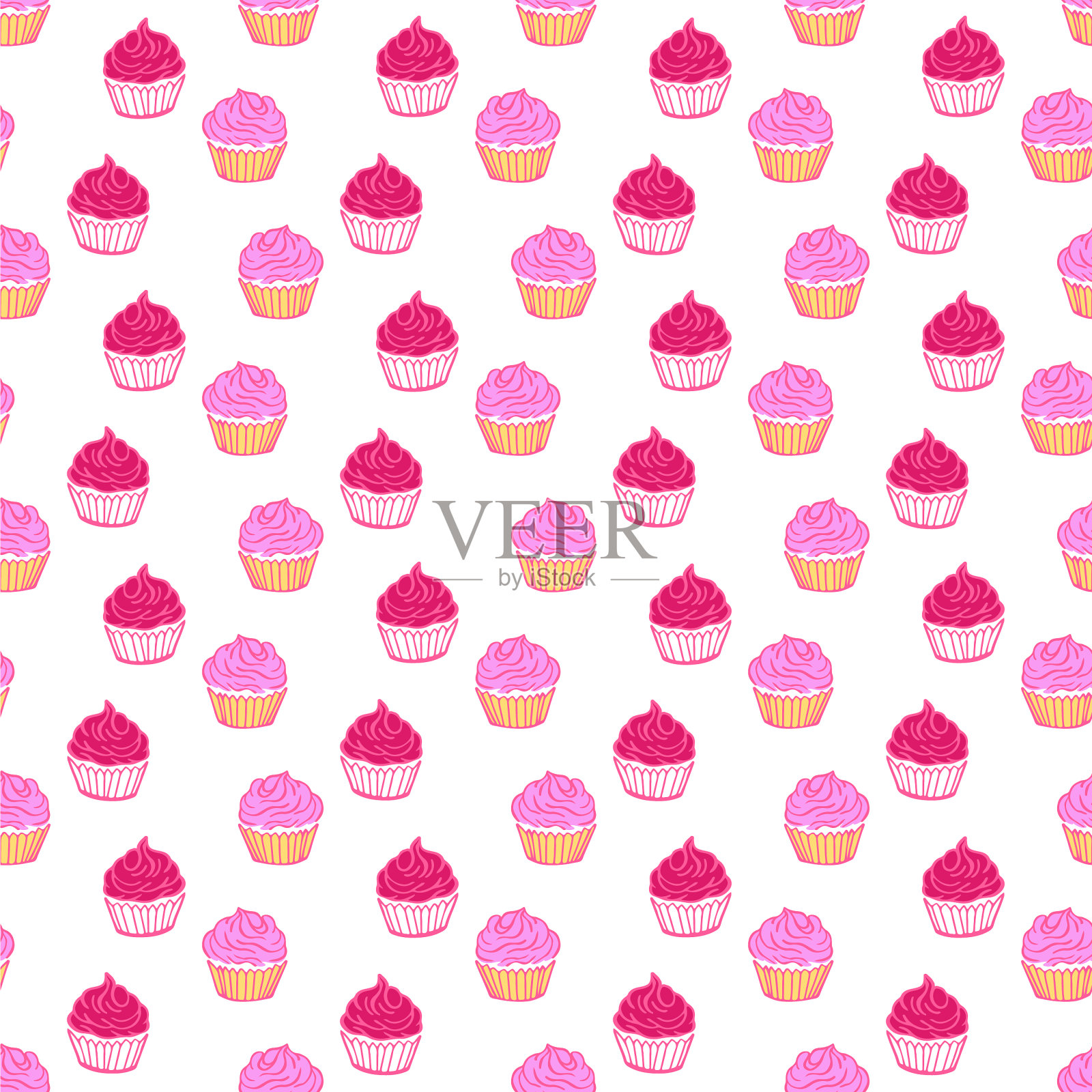 情人节手绘纸杯蛋糕图案-11插画图片素材