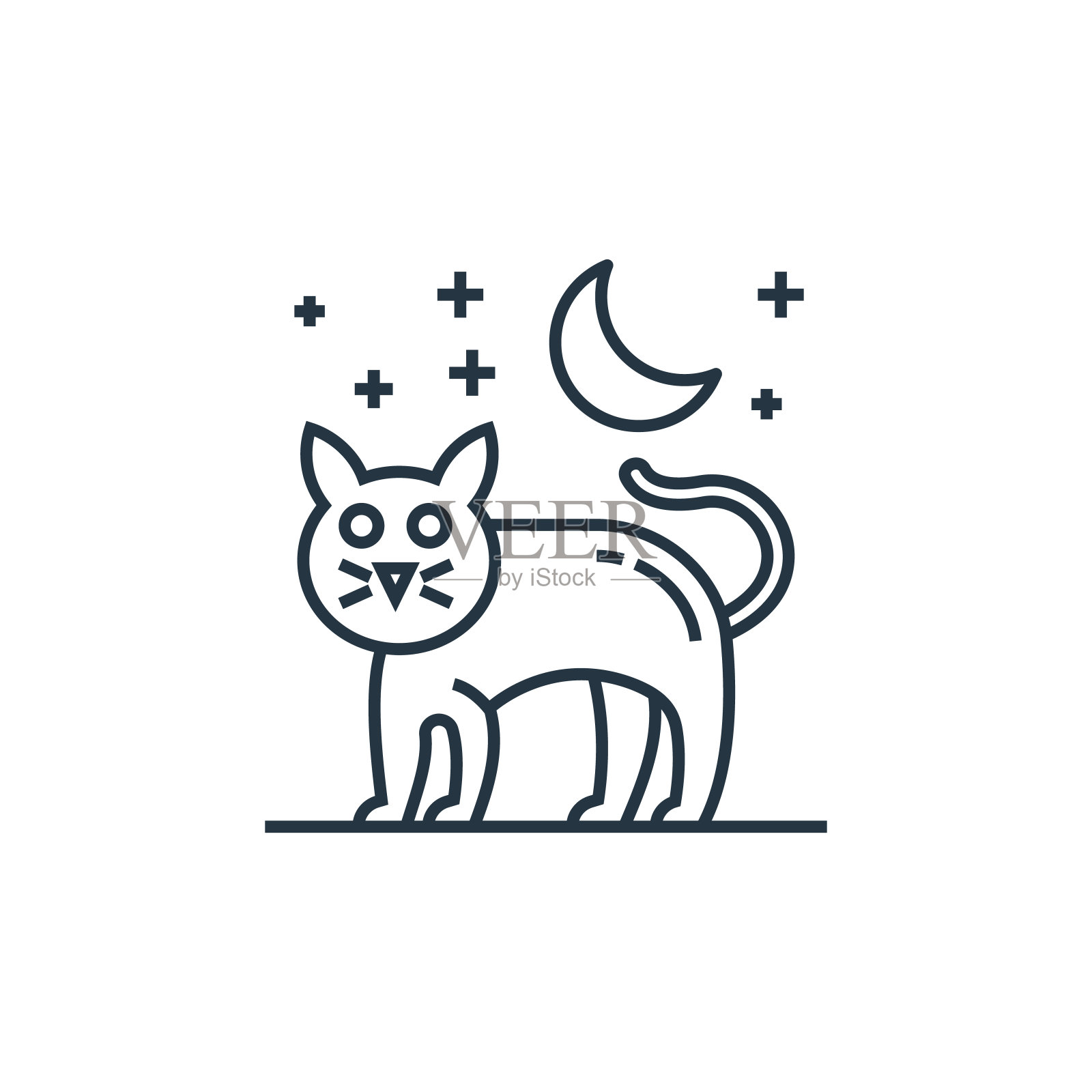 猫矢量图标。猫可编辑的中风。猫线性符号,用于网络和移动应用程序,标志,印刷媒体。细线说明。矢量孤立轮廓绘制。插画图片素材