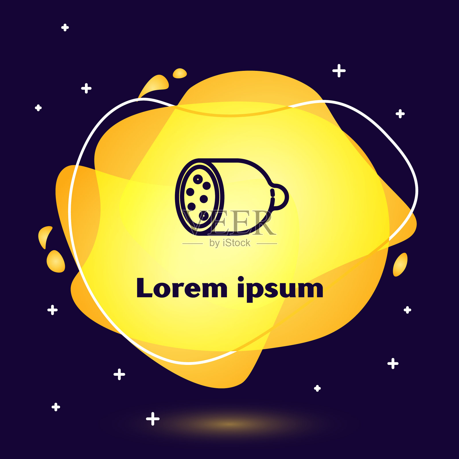 黑色线条的意大利腊肠图标孤立在蓝色插画图片素材