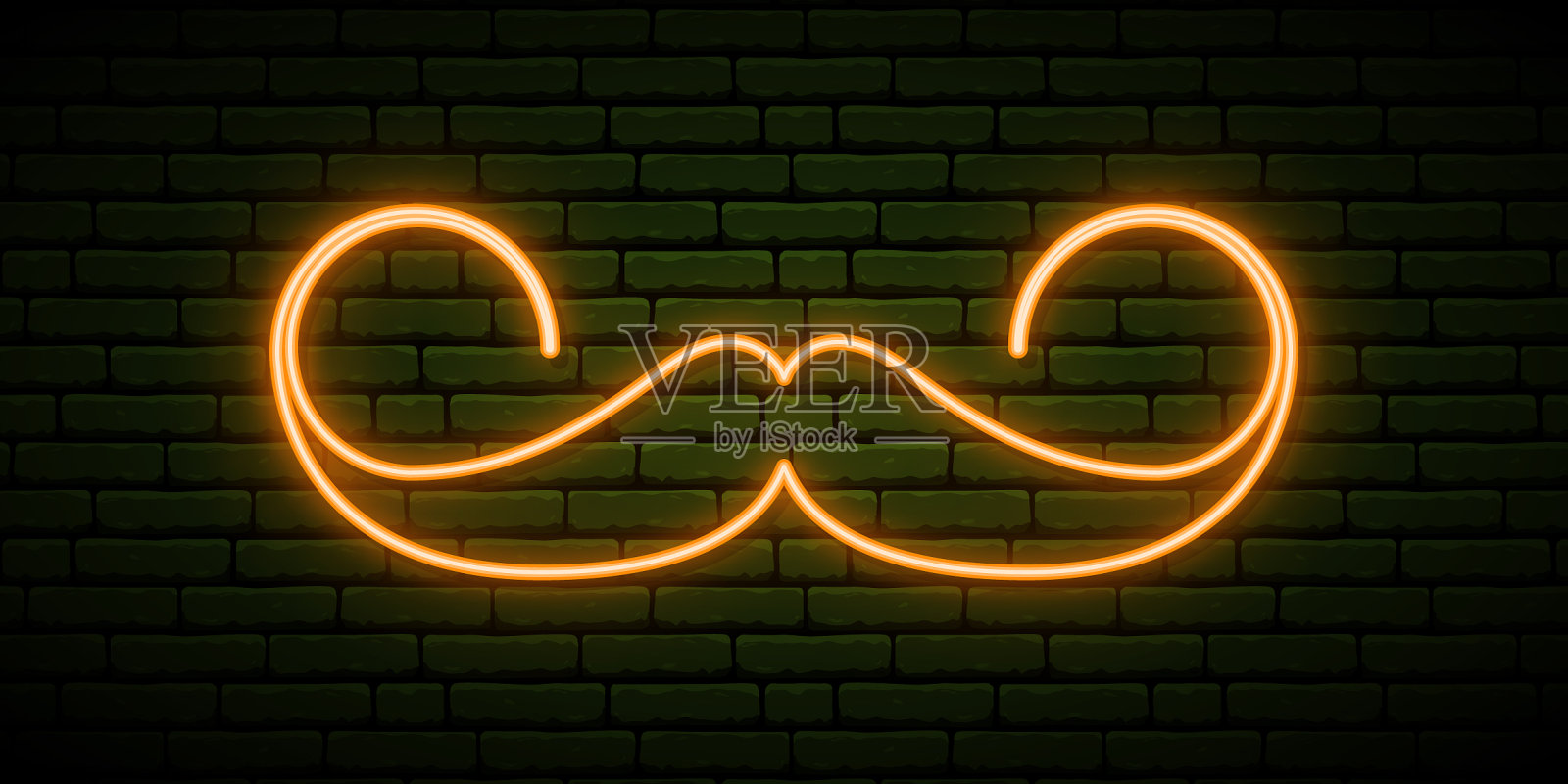 复古小胡子霓虹灯快乐圣帕特里克插画图片素材