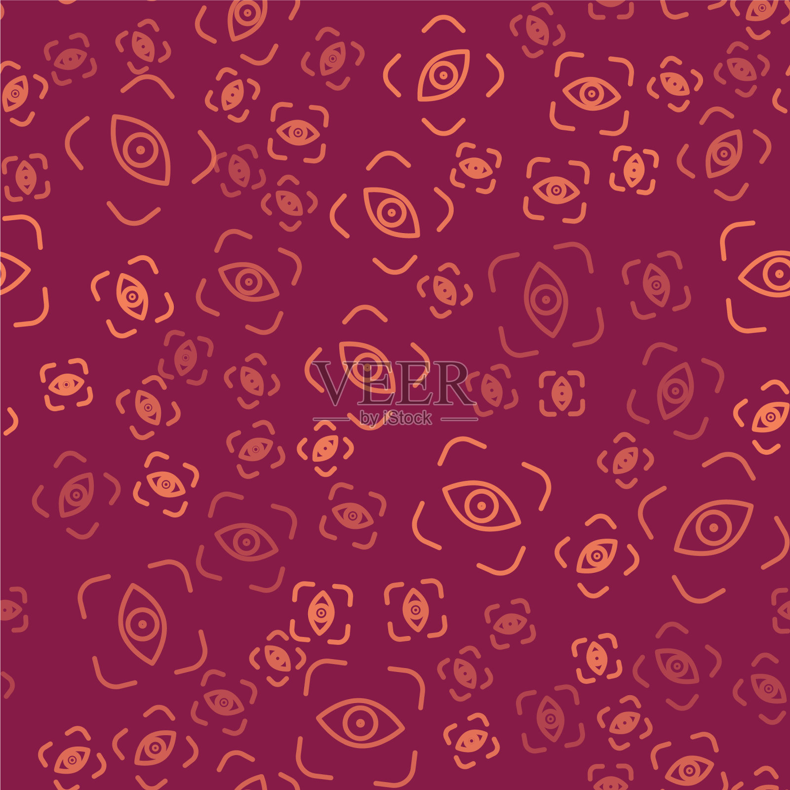 棕色线眼睛扫描图标孤立无缝模式插画图片素材