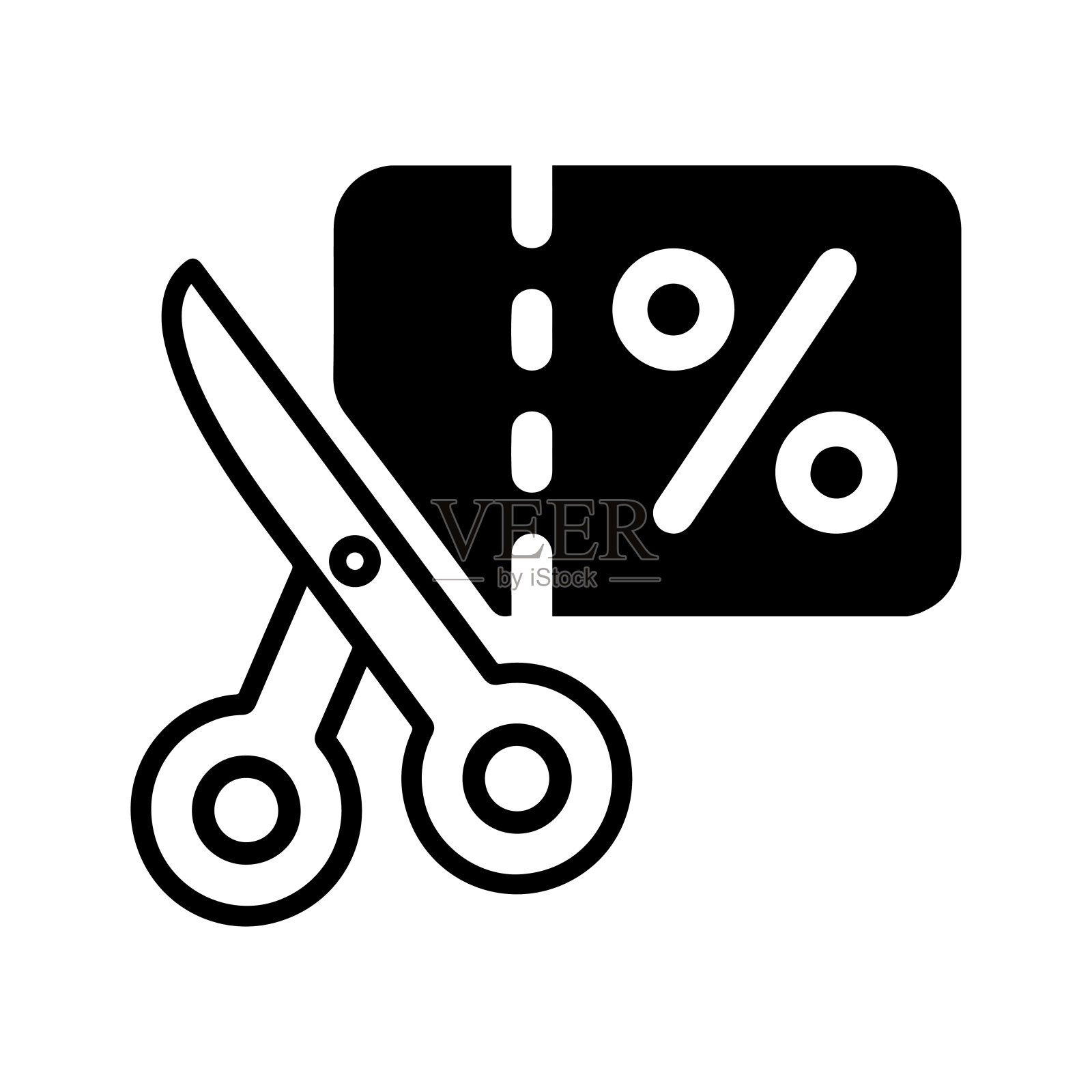 折扣券图标,黑色矢量图形插画图片素材