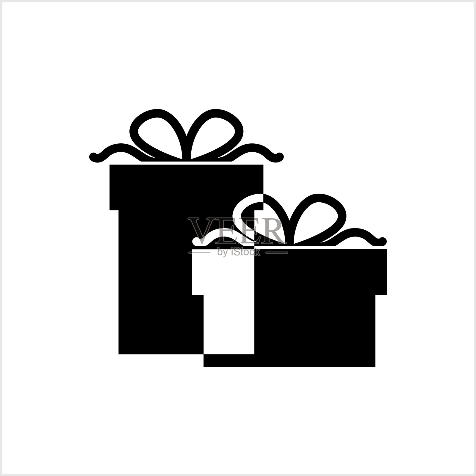 黑色模版礼物孤立上白色。圣诞节,情人节,生日的象征。股票illuctration向量。每股收益10插画图片素材