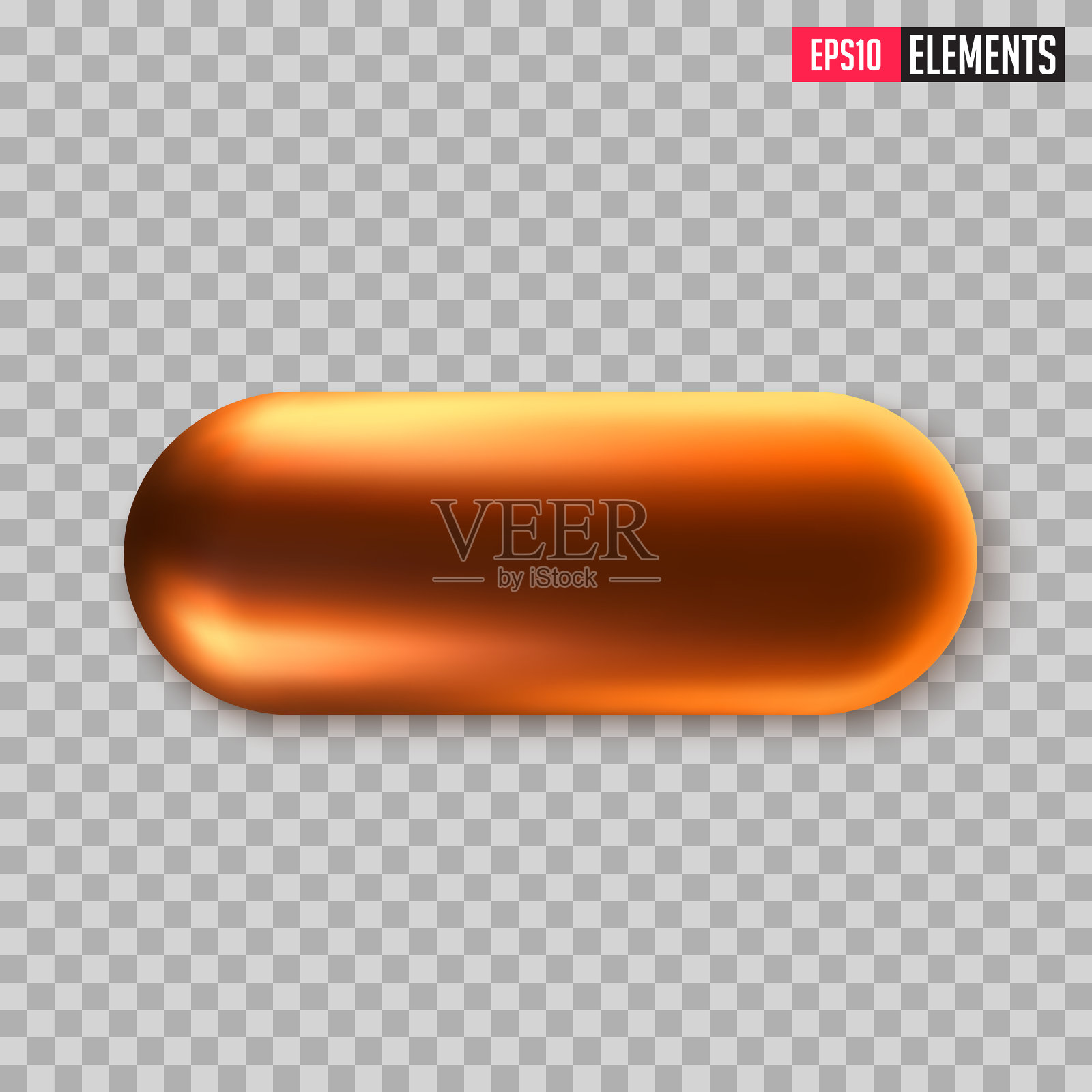 金或青铜金属胶囊形状。设计元素图片