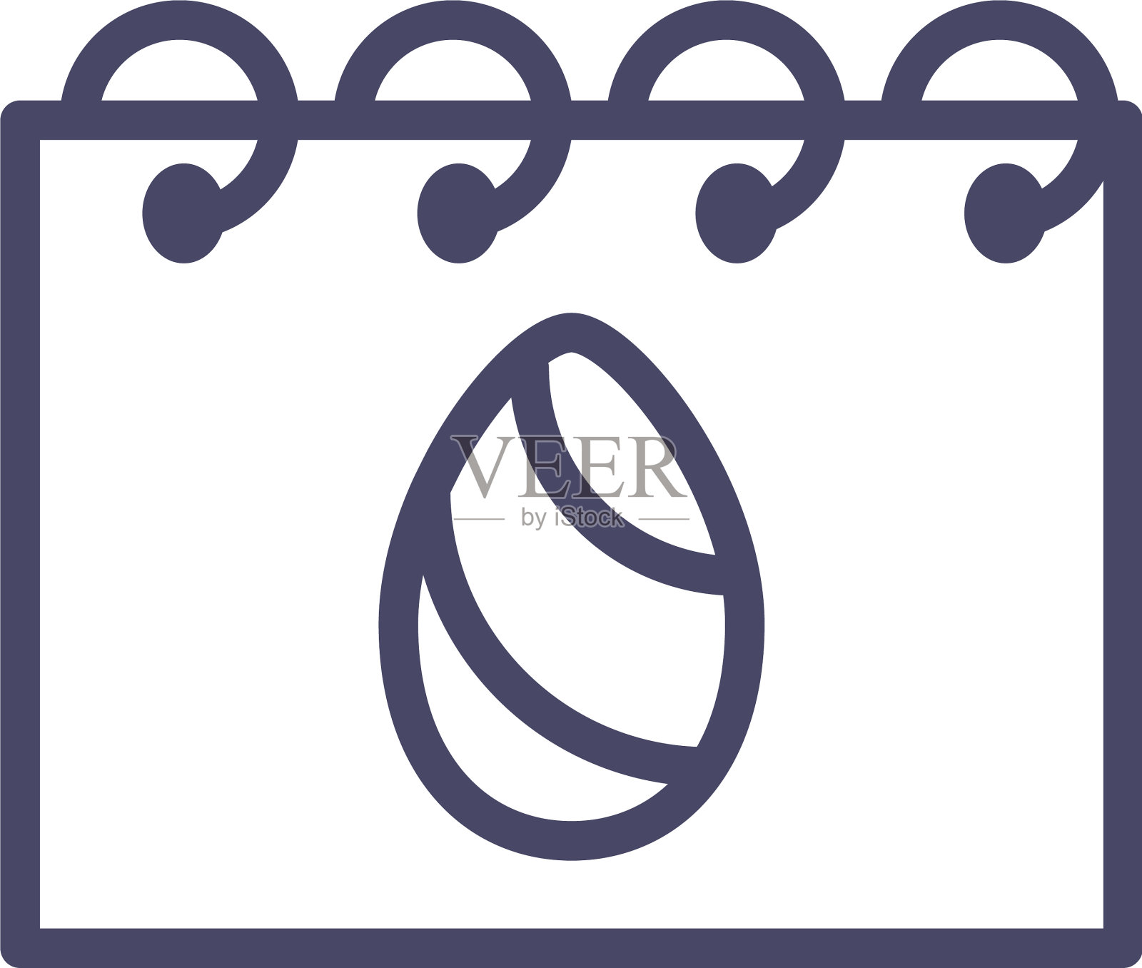 日历与复活节彩蛋线风格图标设计元素图片