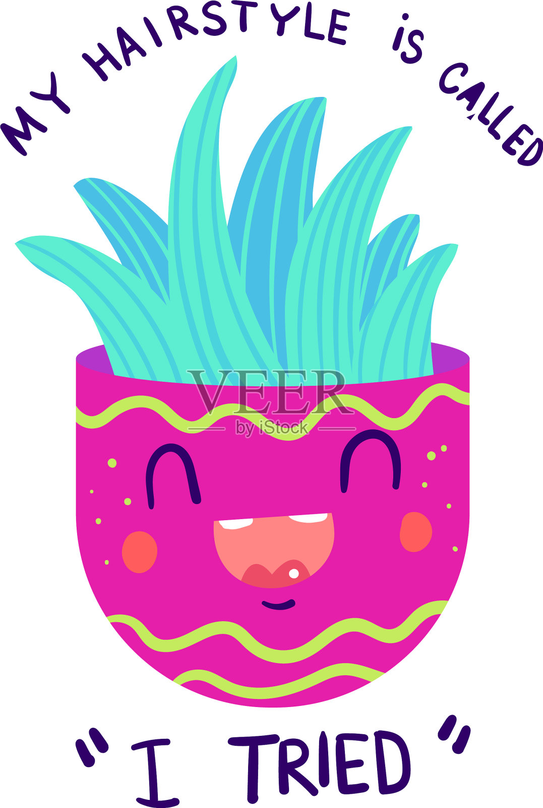 可爱的芦荟在粉红色的花盆插画图片素材