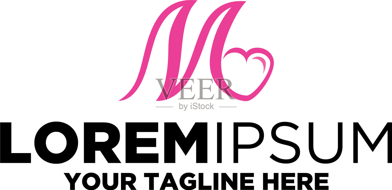 字母m的心插画图片素材