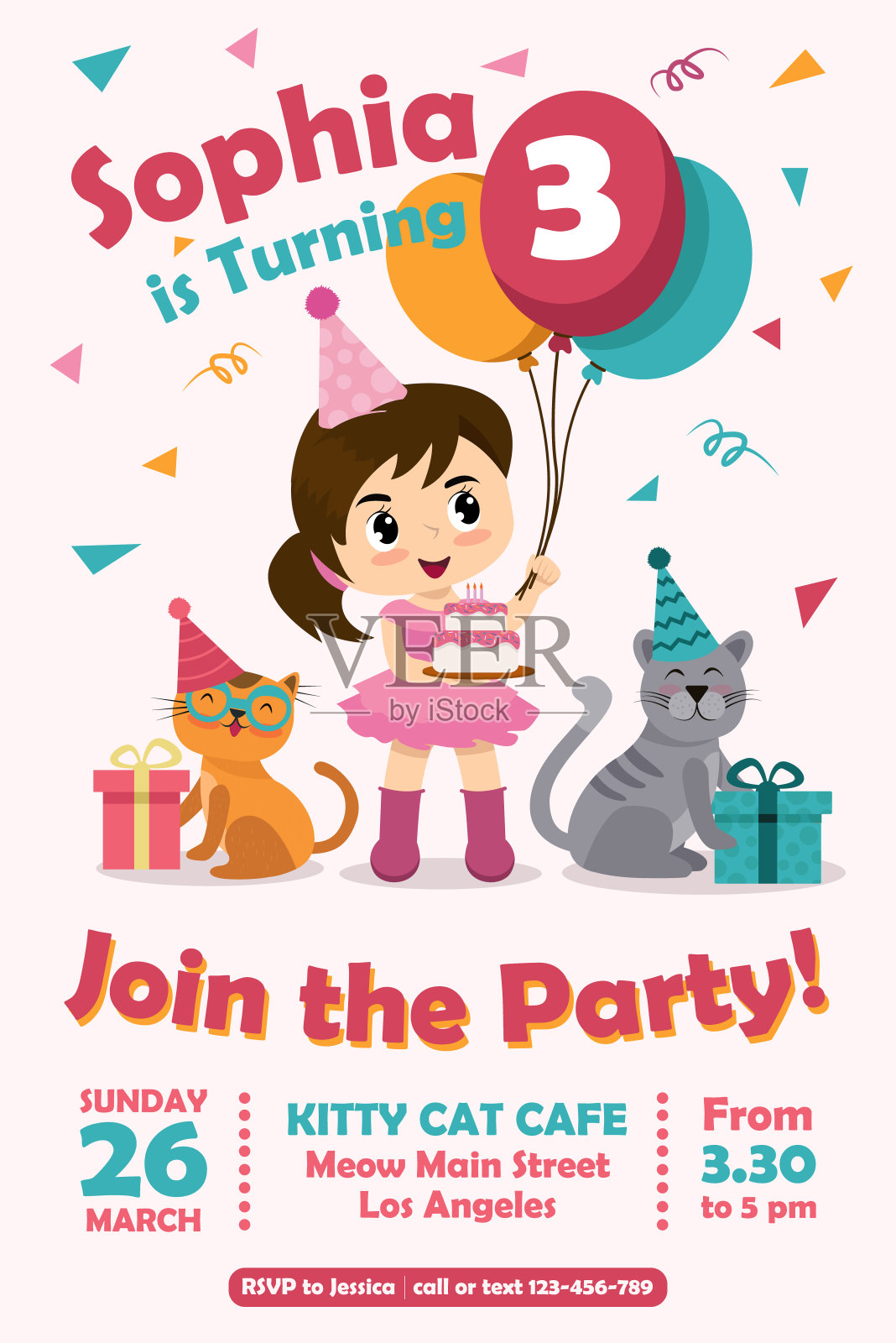 生日贺卡请柬插画图片素材