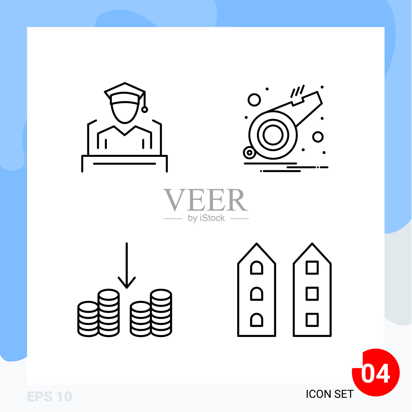 现代包4个图标线条轮廓符号图标素材