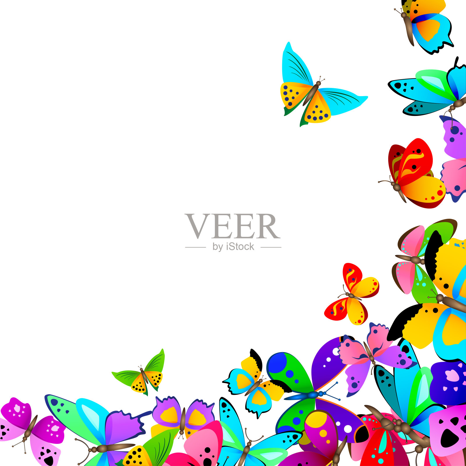 彩蝶镶边插画图片素材