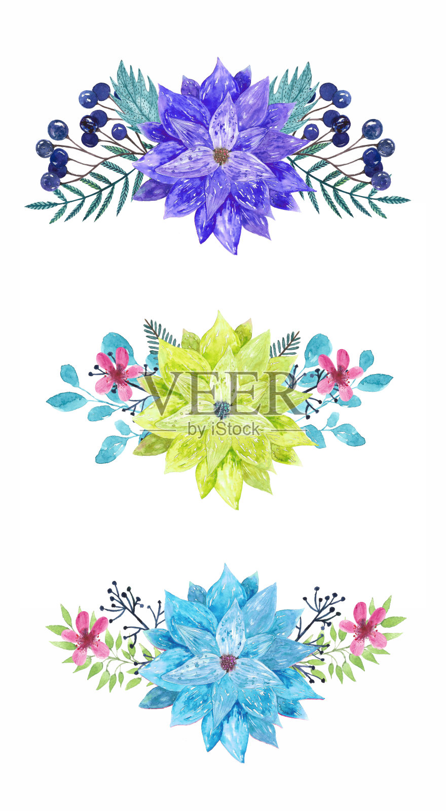 水彩花卉模板用于庆祝,新年,圣诞节,节日,婚礼,生日模板邀请,贺卡,设计等插画图片素材