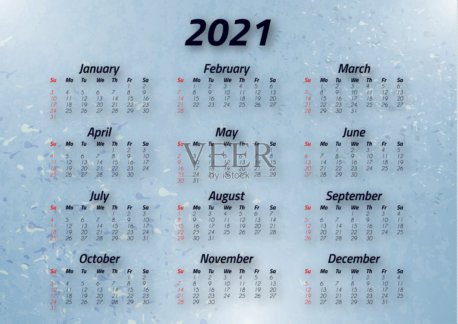 创意商业日历2021年,12个月。明亮的企业设计,传单,宣传册,广告。向量设计模板素材