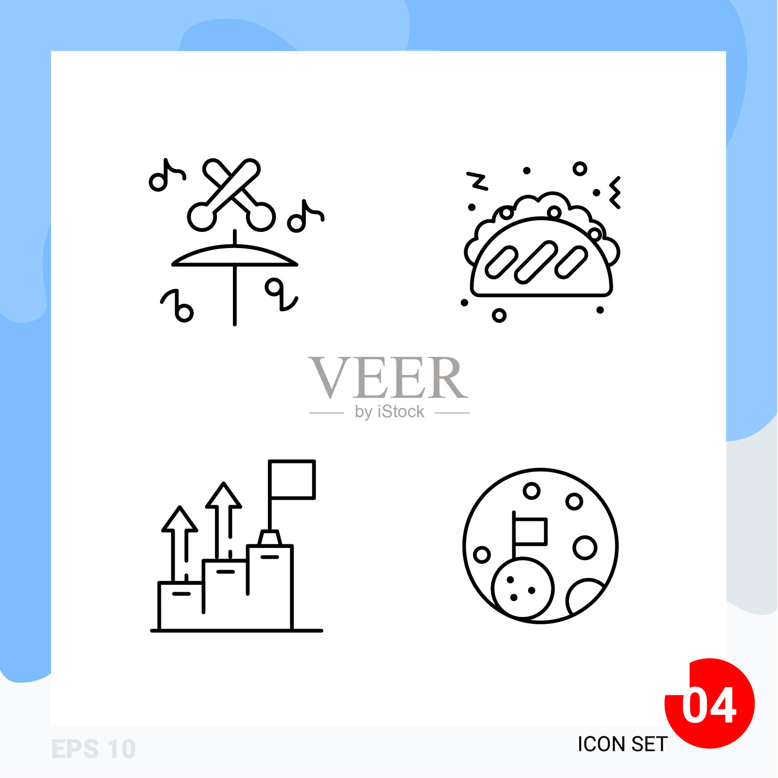 现代包4个图标线条轮廓符号图标素材