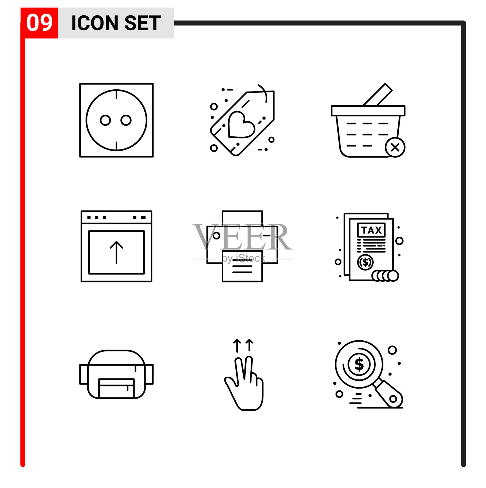9个通用图标用于网站设计打印和图标素材