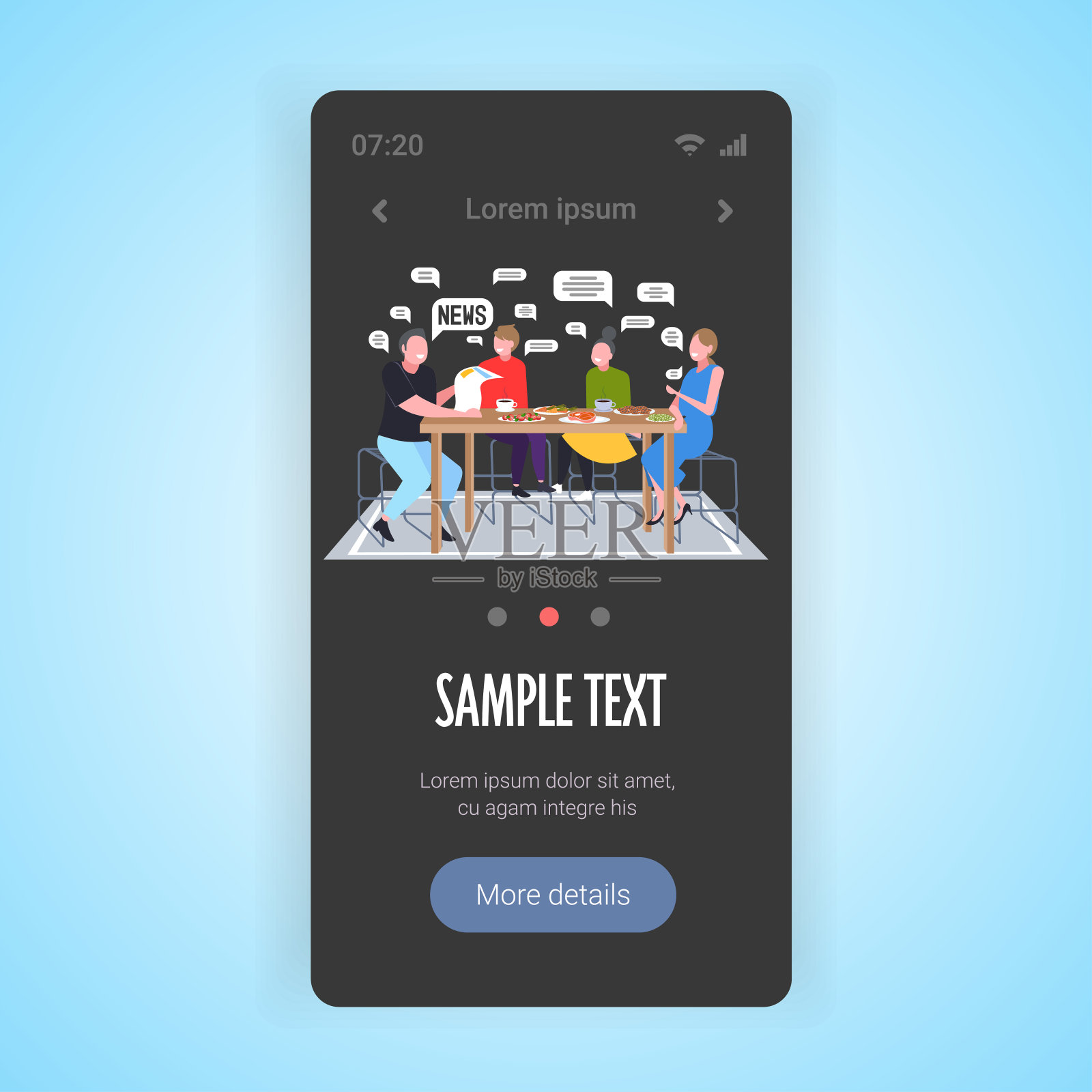 一家人在一起吃早餐,看报纸,父母和孩子在一起插画图片素材