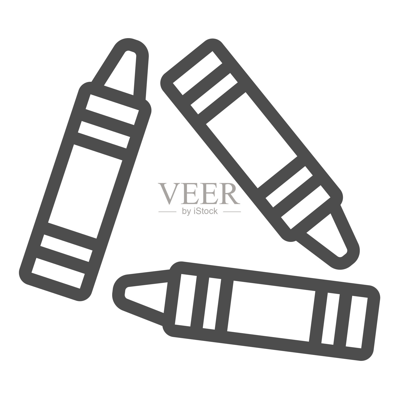 蜡笔线条图标,回到学校的概念,彩色铅笔标志在白色的背景,彩色蜡笔图标在轮廓风格的移动概念和网页设计。矢量图形。插画图片素材