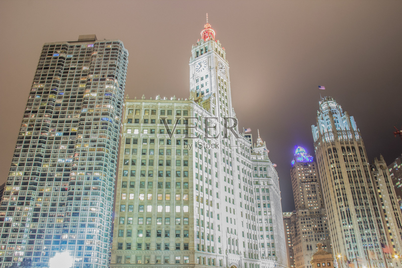 芝加哥夜景照片摄影图片