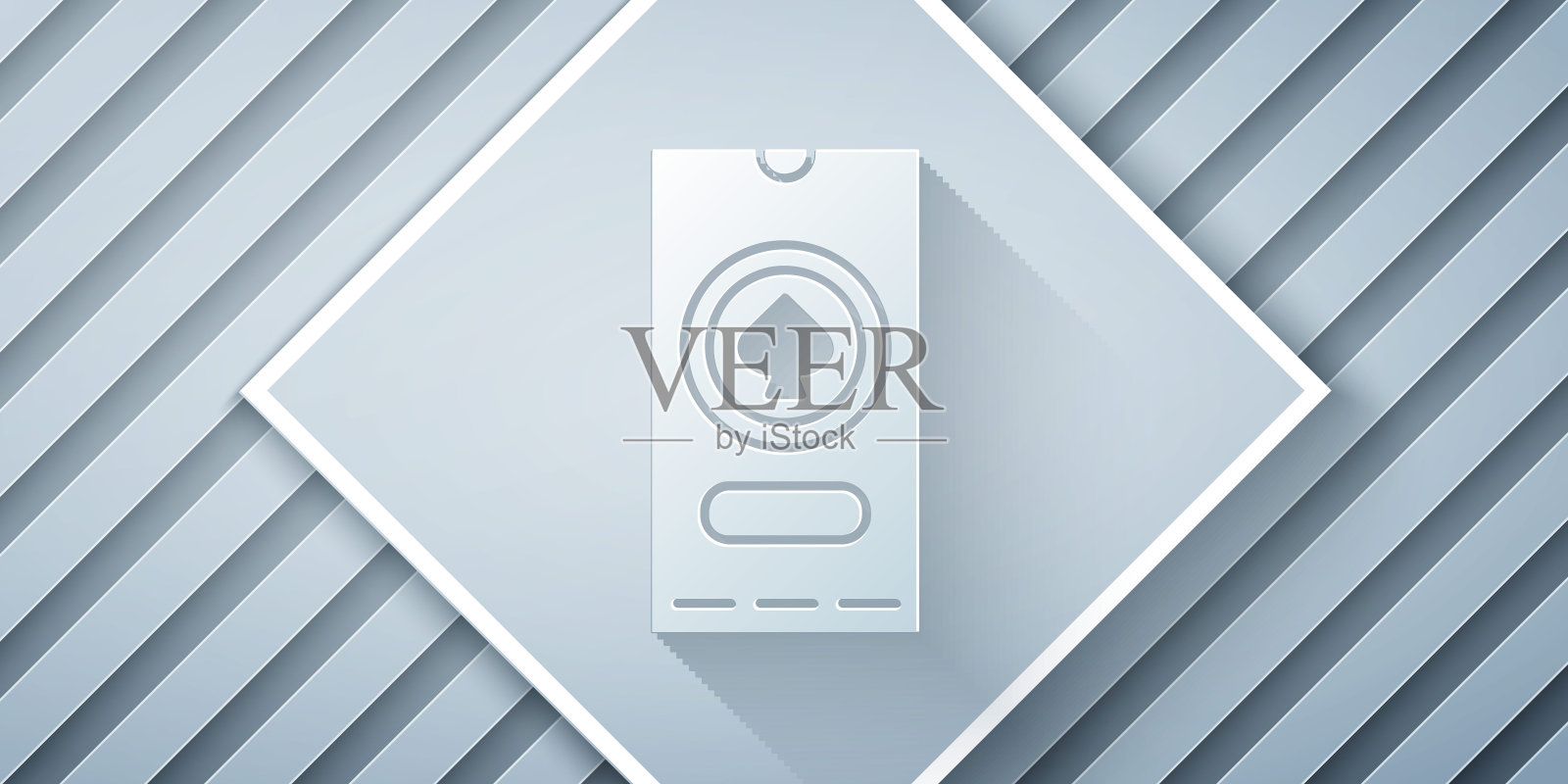 剪纸赌场扑克比赛邀请图标孤立在灰色背景。赌场的名片。纸艺术风格。矢量图插画图片素材