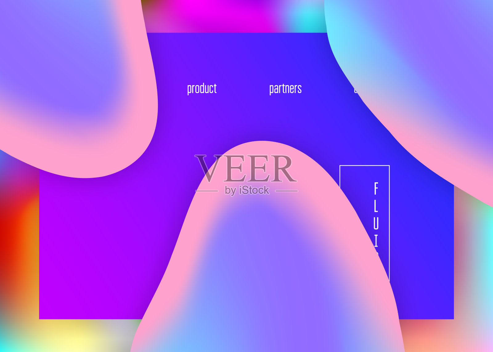 带有流体动态元素和流体形状的着陆页面。插画图片素材