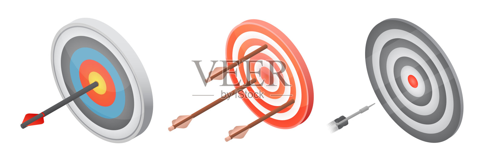 射箭图标设置,等距风格设计元素图片