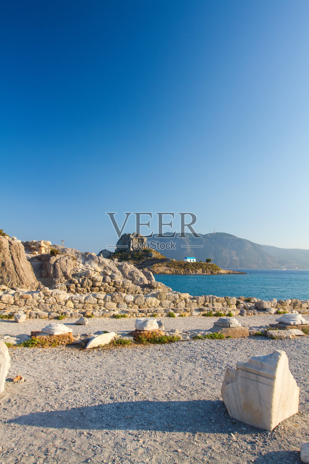 希腊科斯特尔岛。照片摄影图片