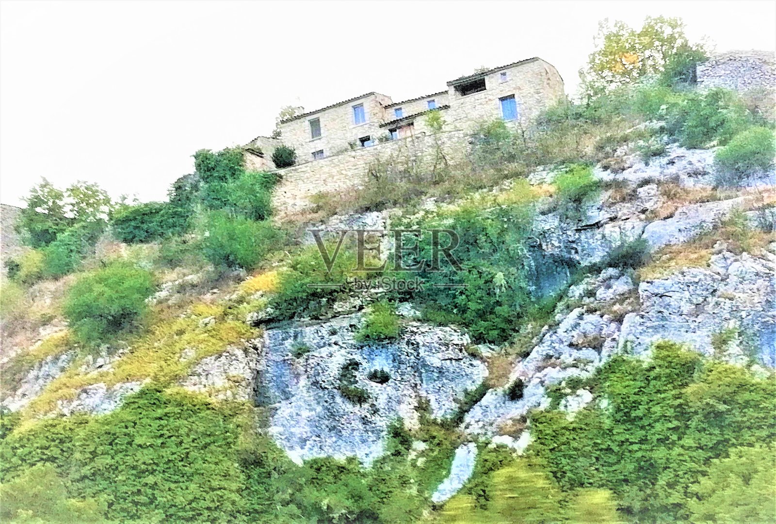 居高临下的村庄照片摄影图片