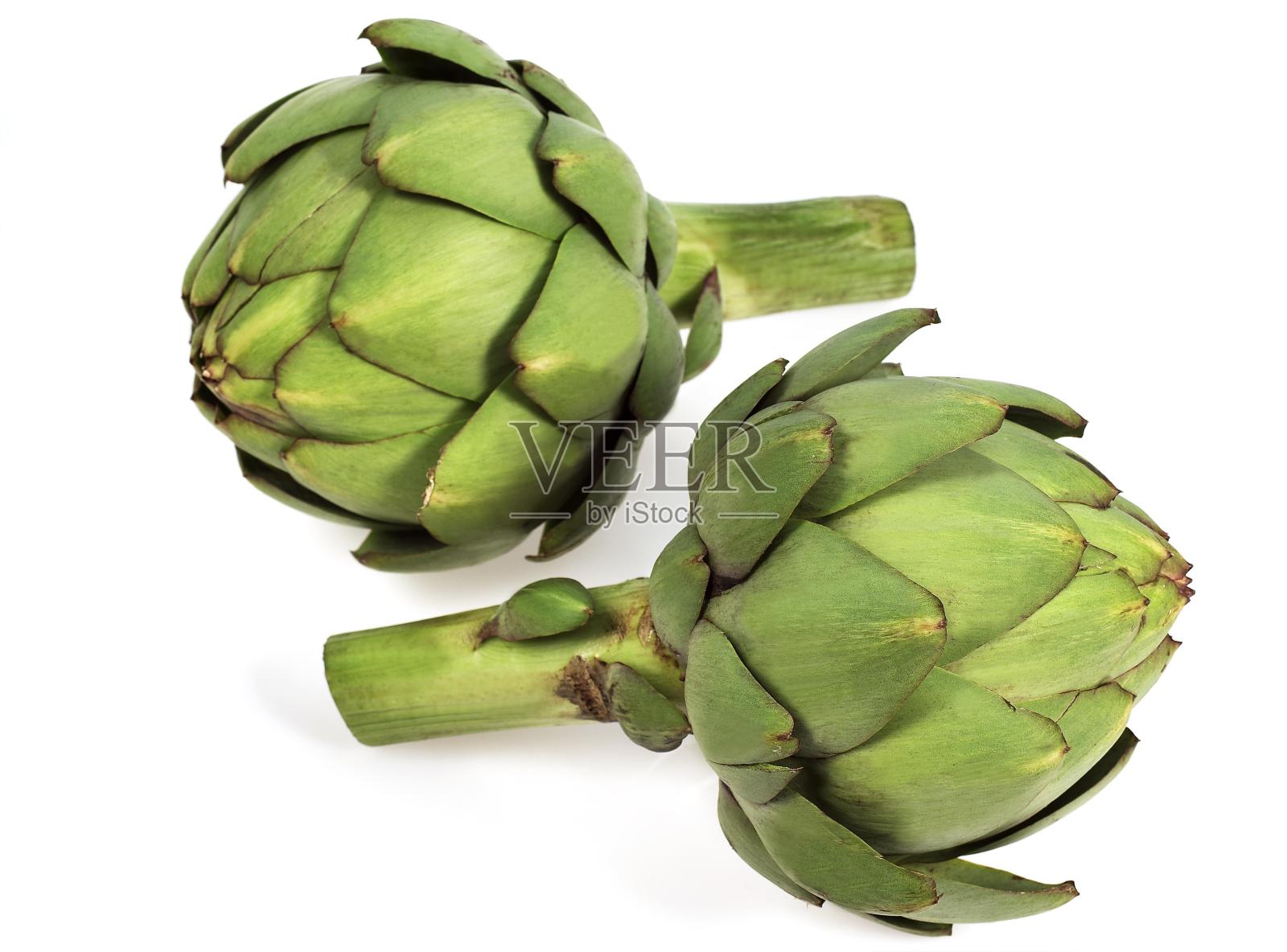 加缪洋蓟,洋蓟,白色背景下的蔬菜照片摄影图片