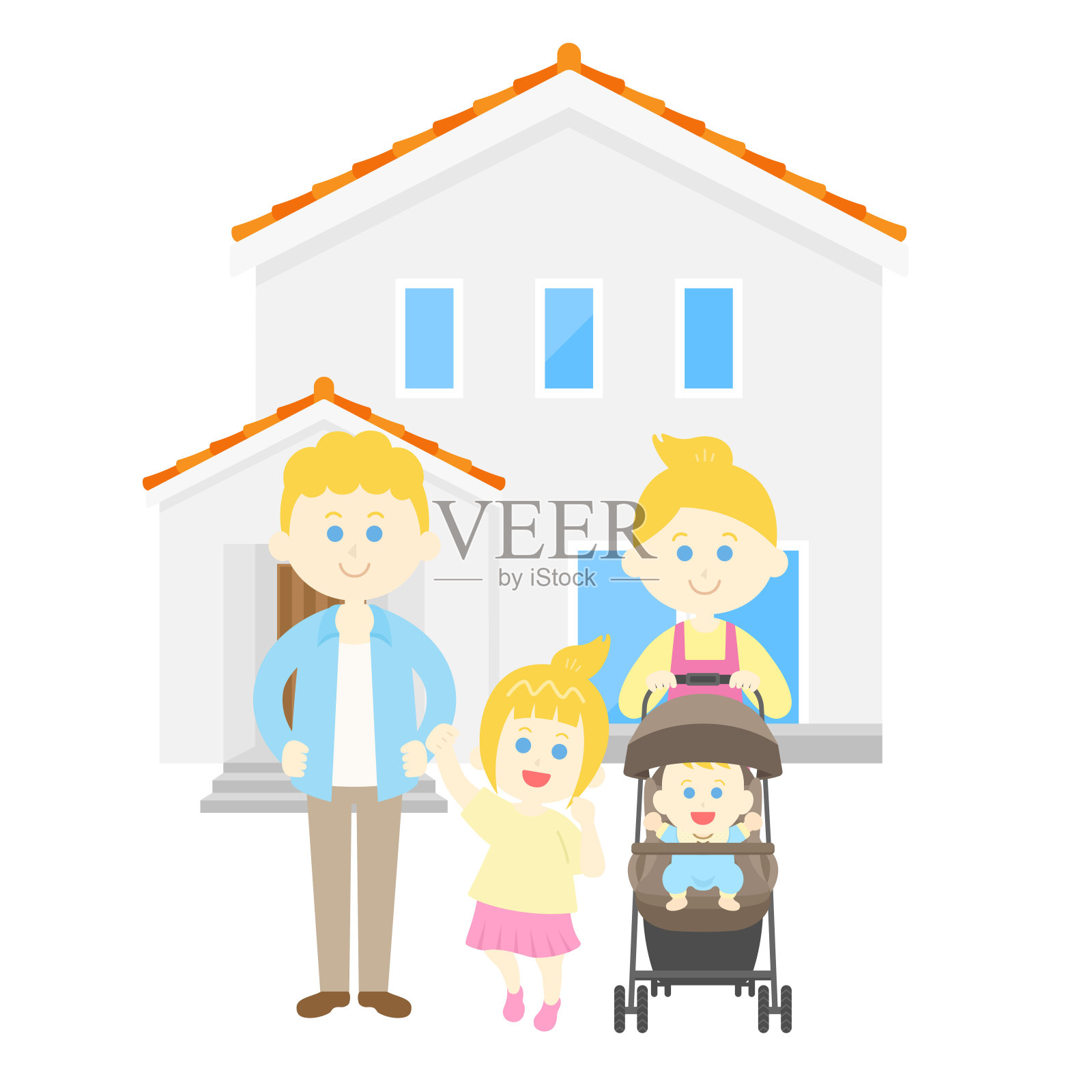家庭和自己家的插图。设计元素图片
