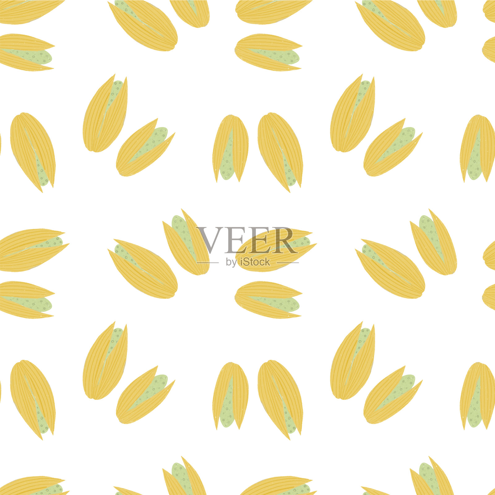 无缝模式与开心果。食品、坚果。插画图片素材