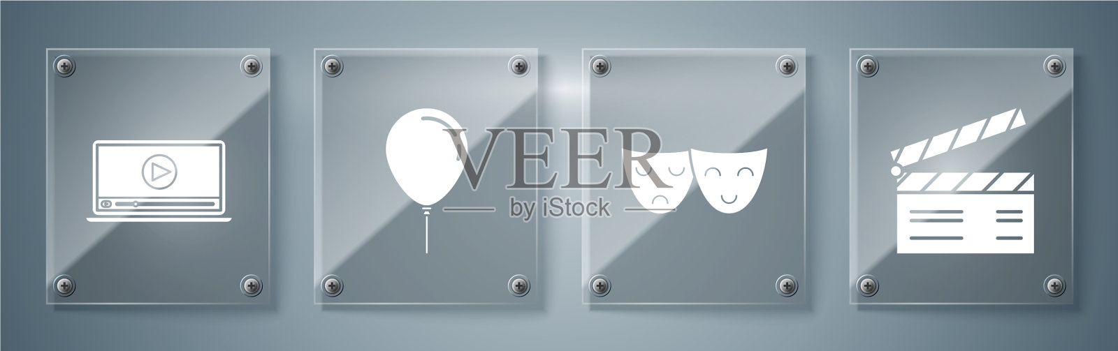 设定电影拍板喜剧和悲剧戏剧图标素材