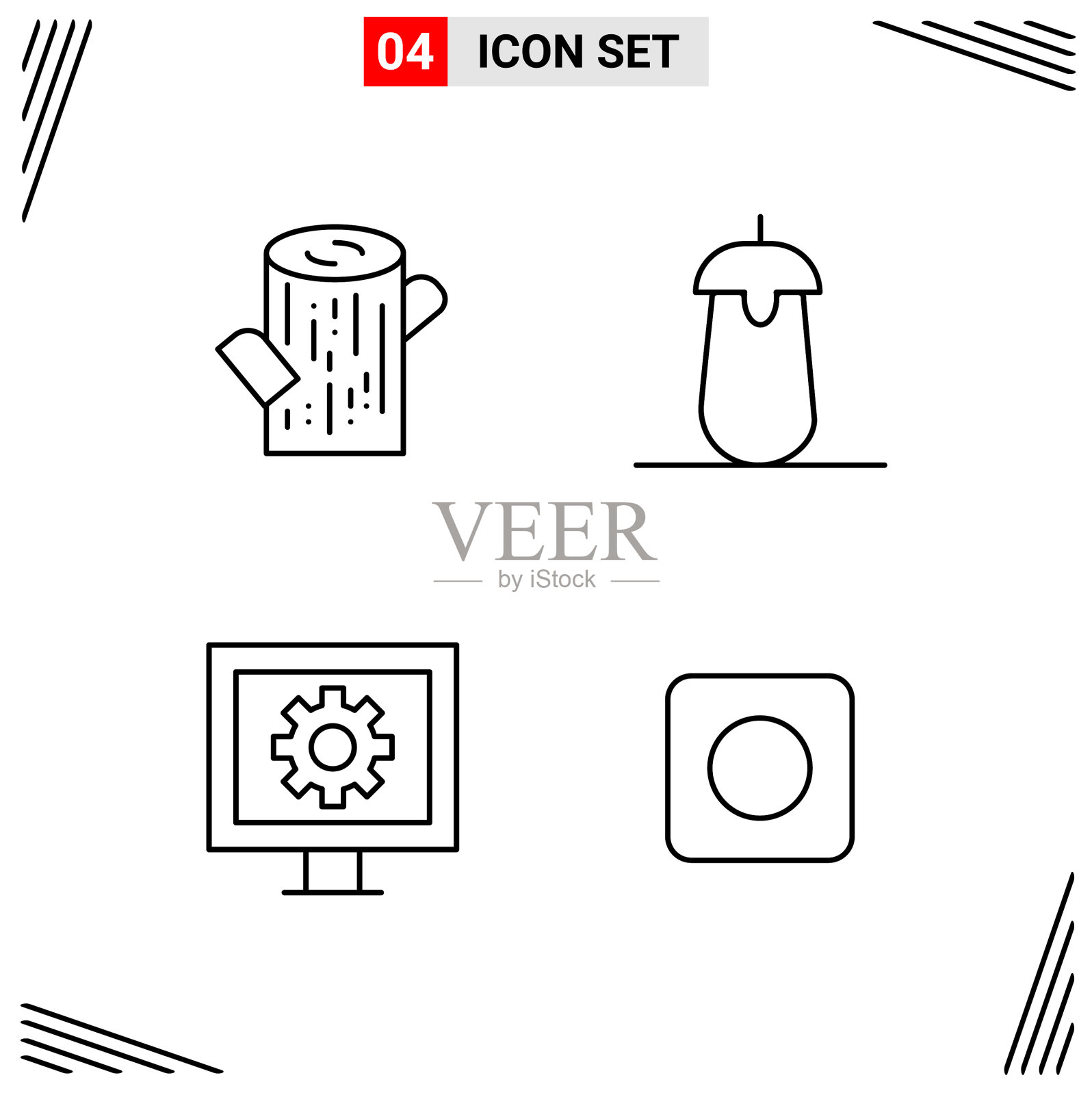 4图标线条样式基于网格的创意轮廓图标素材