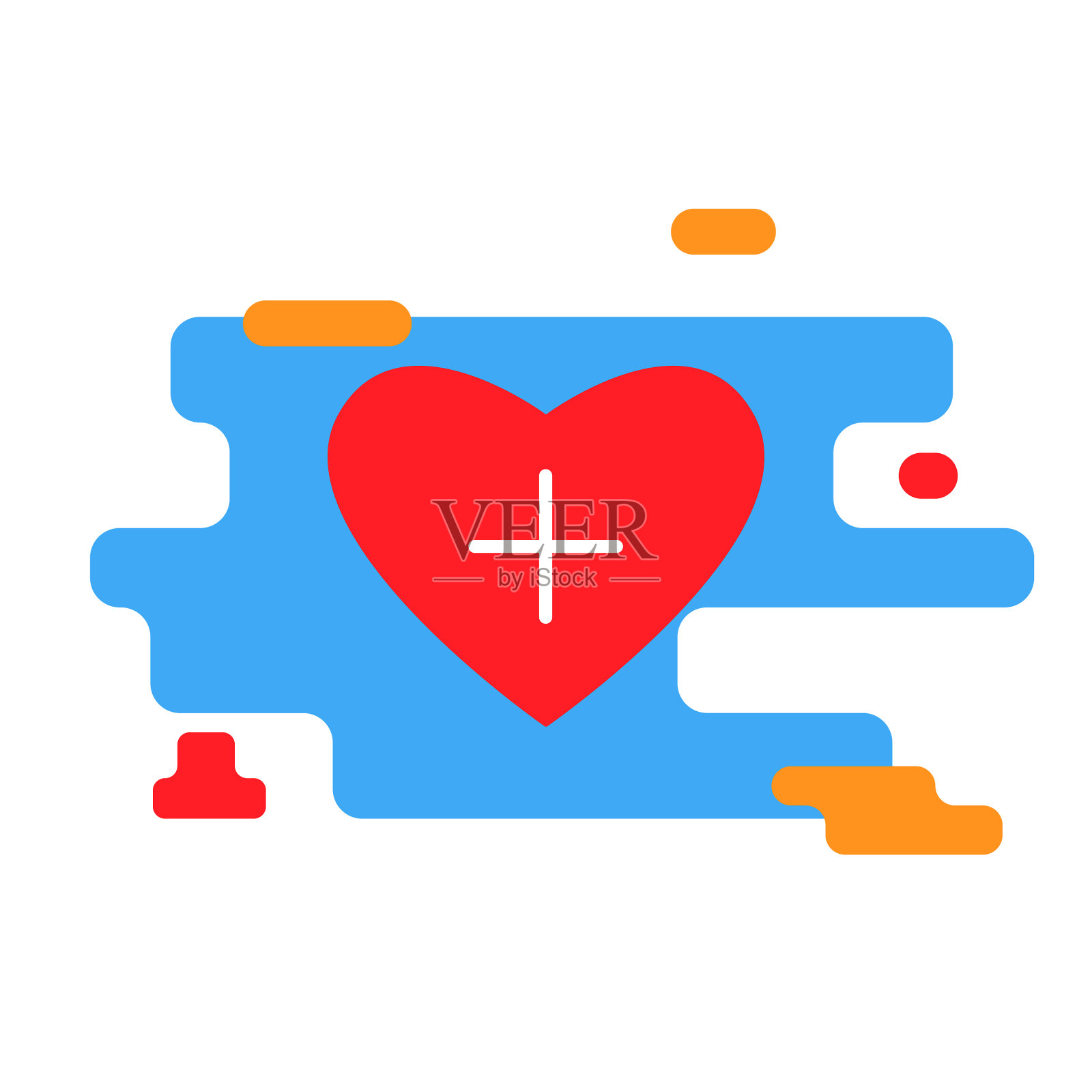 心形图标与加号新潮现代图标素材