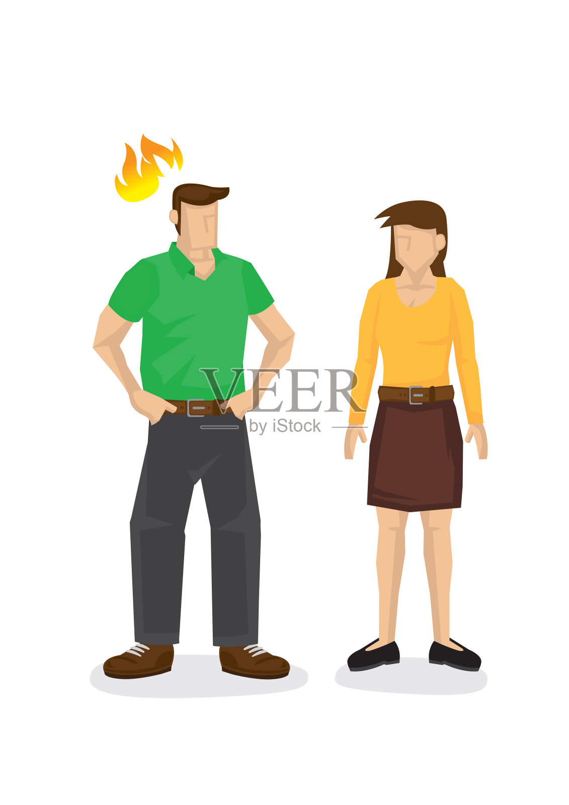 生气的男朋友和女朋友吵架。插画图片素材