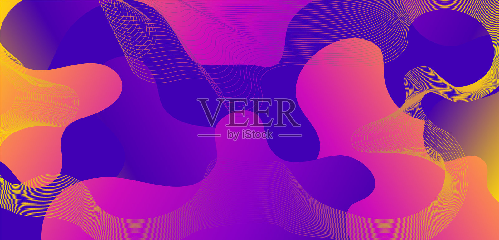 现代彩色流动海报波浪液体形状上插画图片素材