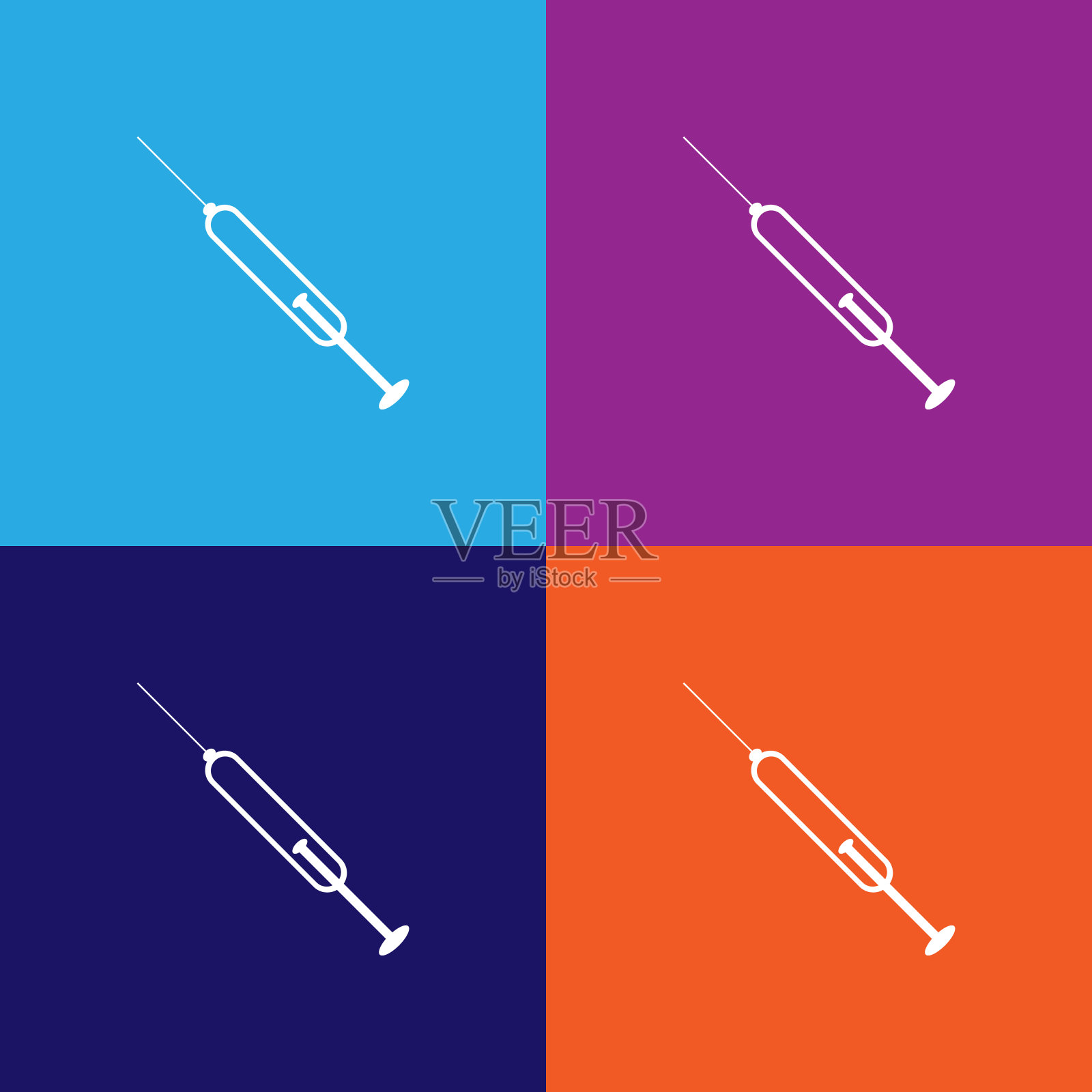 注射器插图图标矢量在多色背景设计元素图片