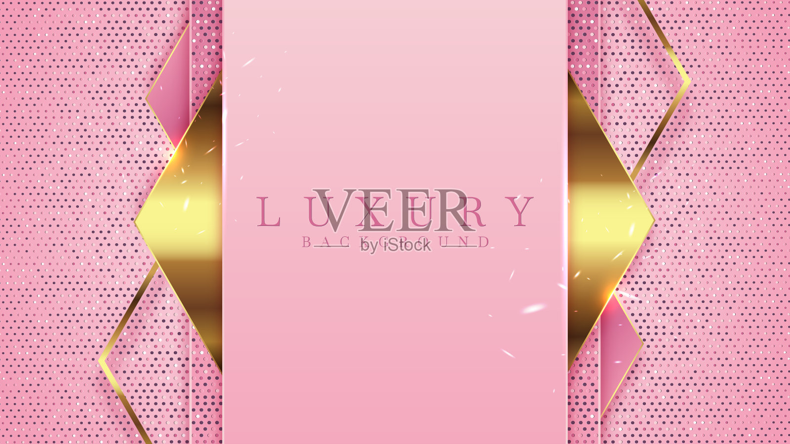 豪华的金色线背景粉红色和紫色阴影在3d抽象风格。插画图片素材