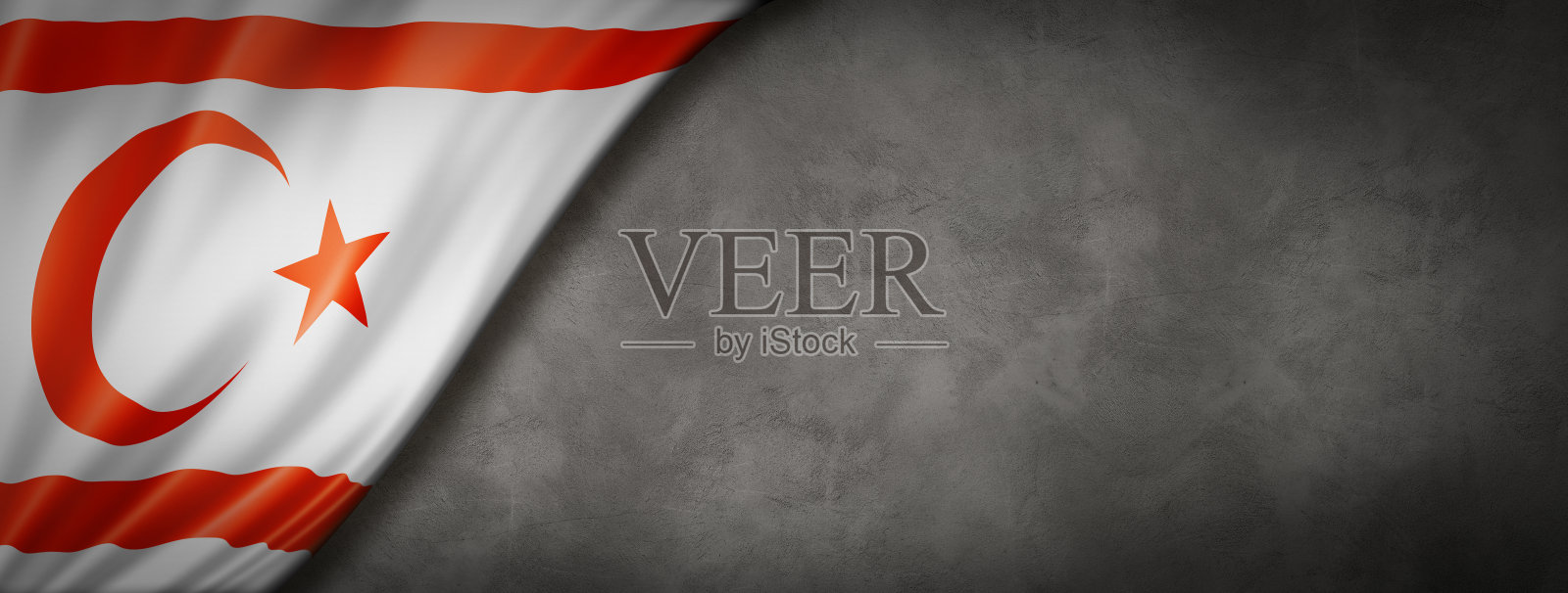 北塞浦路斯国旗上的混凝土墙横幅照片摄影图片