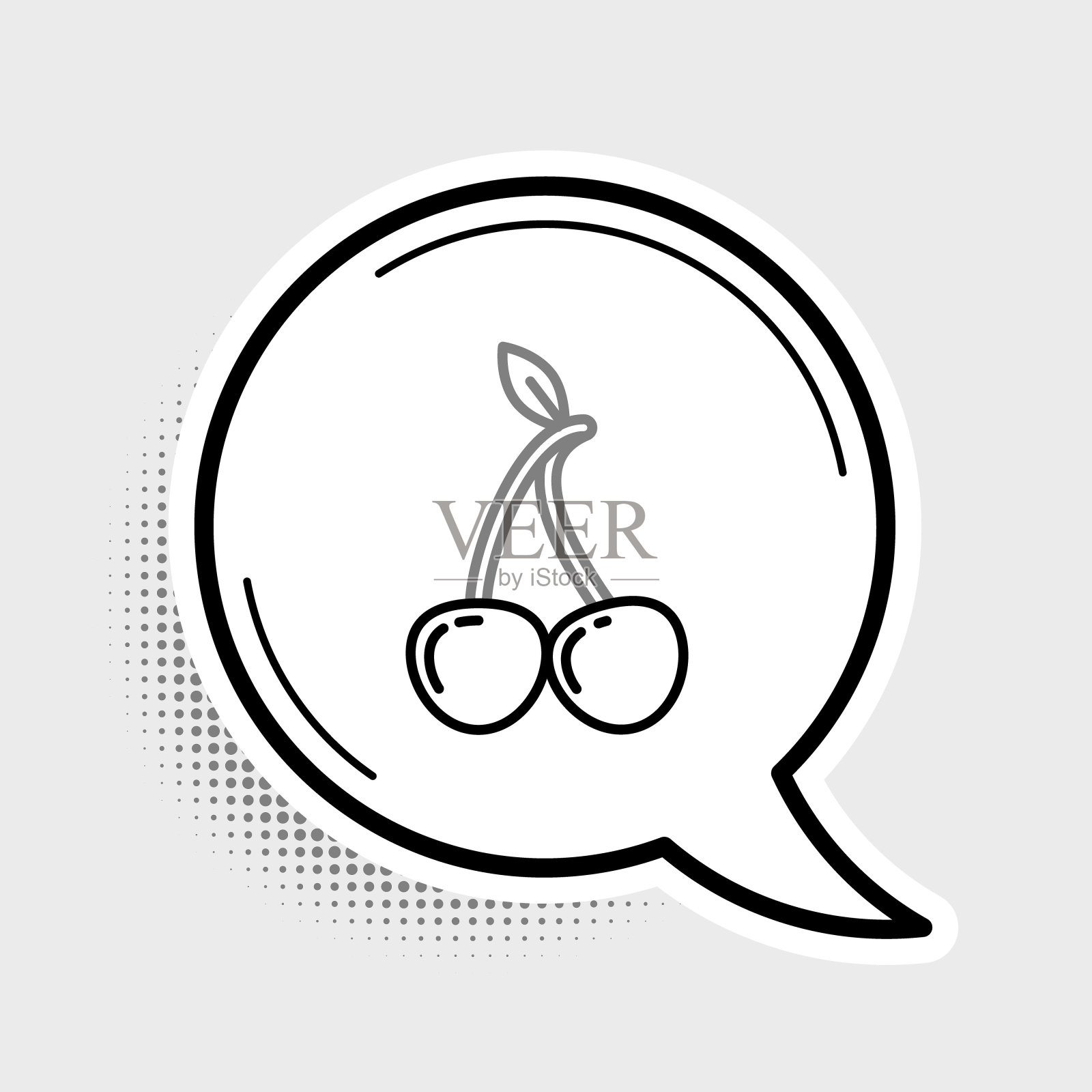 线樱桃图标孤立在灰色背景。水果与叶子的象征。色彩斑斓的轮廓的概念。向量插画图片素材