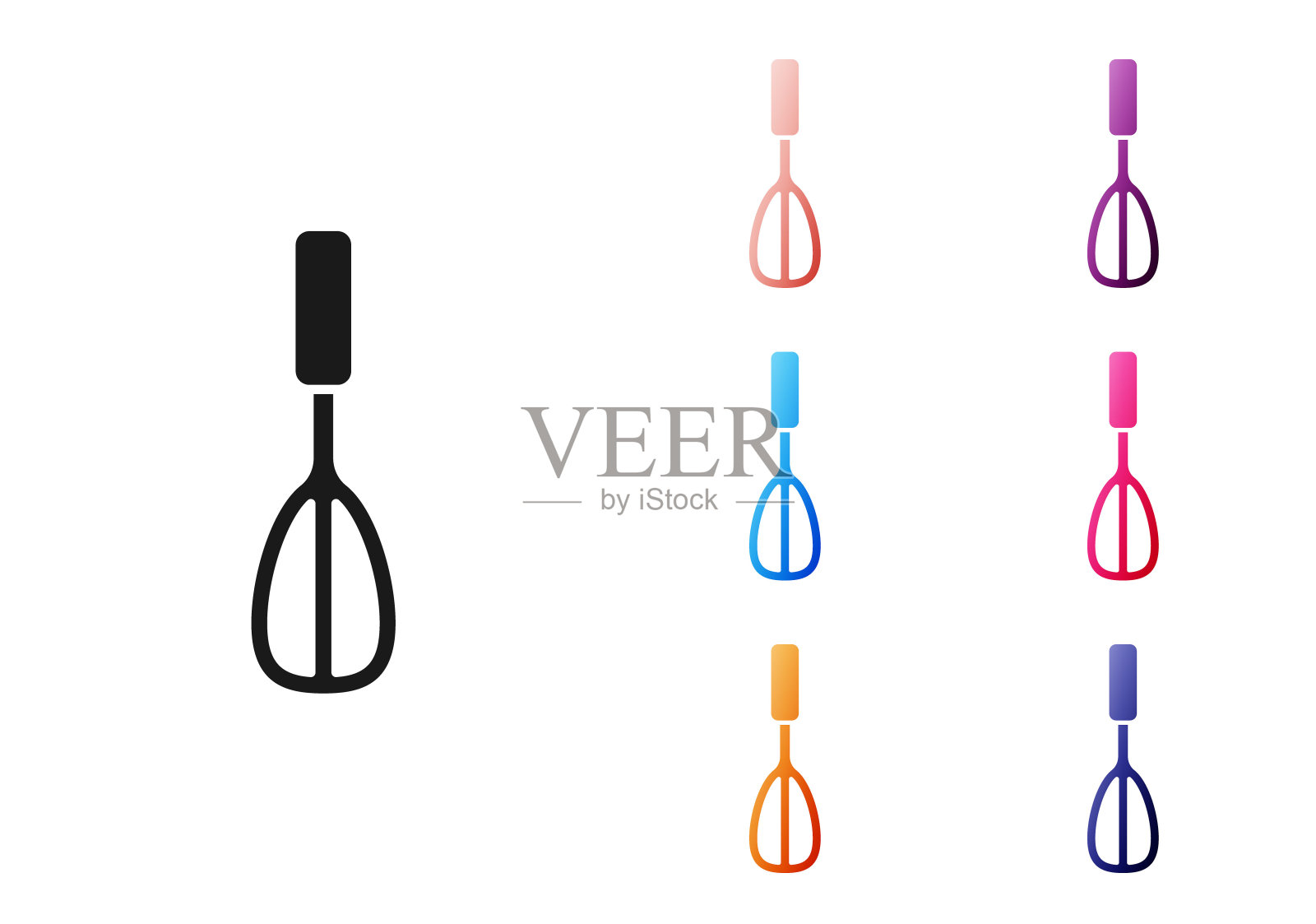 黑色厨房搅拌器图标孤立在白色背景上。烹饪用具,打蛋器。餐具的迹象。食物混合符号。设置彩色图标。向量插画图片素材